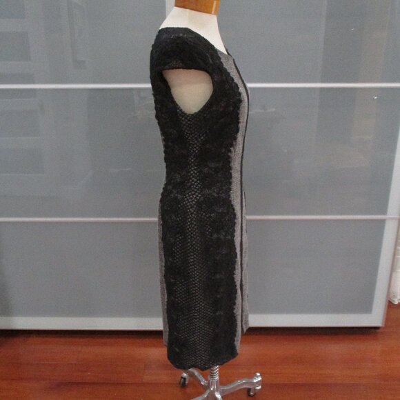 Vintage Betsey Johnson Tweed Lace Cap Sleeve Shift Dress - Picture 4 of 6
